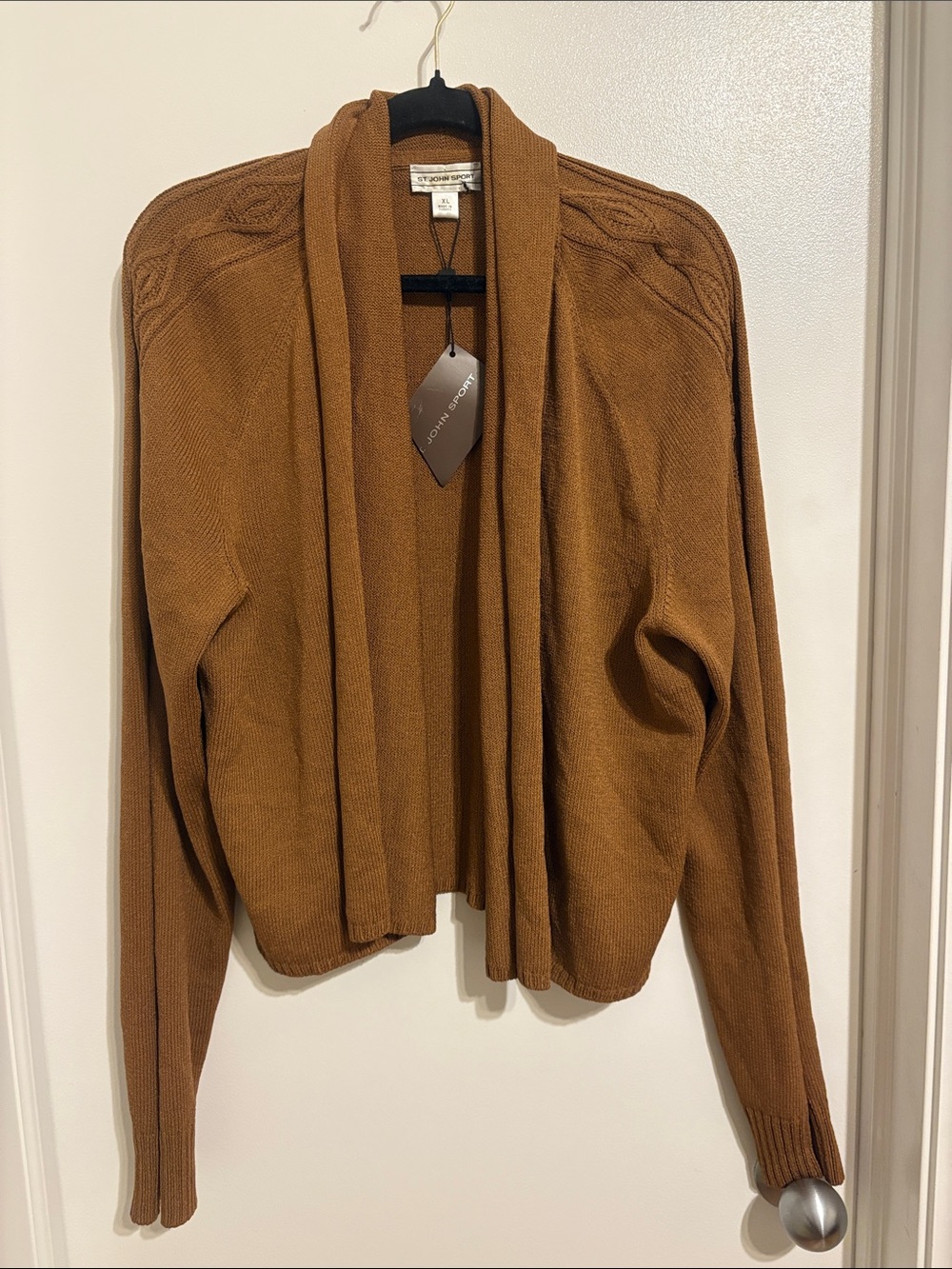 St John Sport  Bronze NWT Open-Front Shawl Collar Cardigan